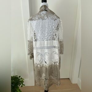 FUNSPORT Mesh Burnout Ombré Sheer Beach Swimsuit Coverup Festival Duster Flowy